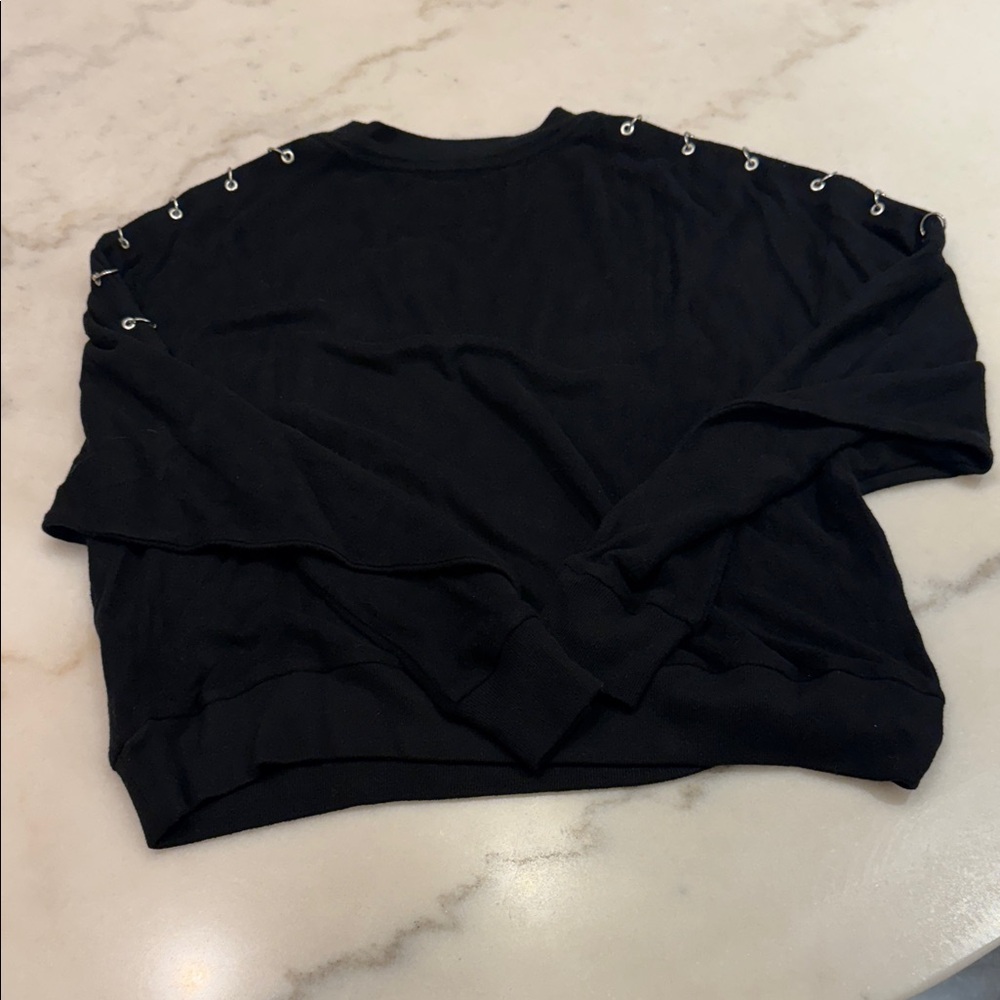 NWOT The Kooples Black Women's Sweater with OPEN LINK SLEEVE Detail - Picture 6 of 7